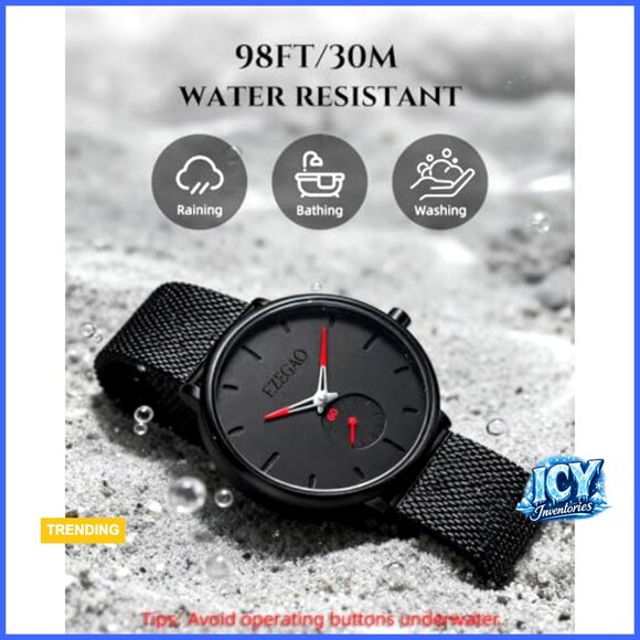 Ultra-Thin Waterproof Analog Dress Watch with Stainless Steel Mesh Band main image 5